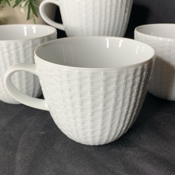 Palm by Michael Aram signed white basket weave mugs, set of 6 - Picture 5 of 10